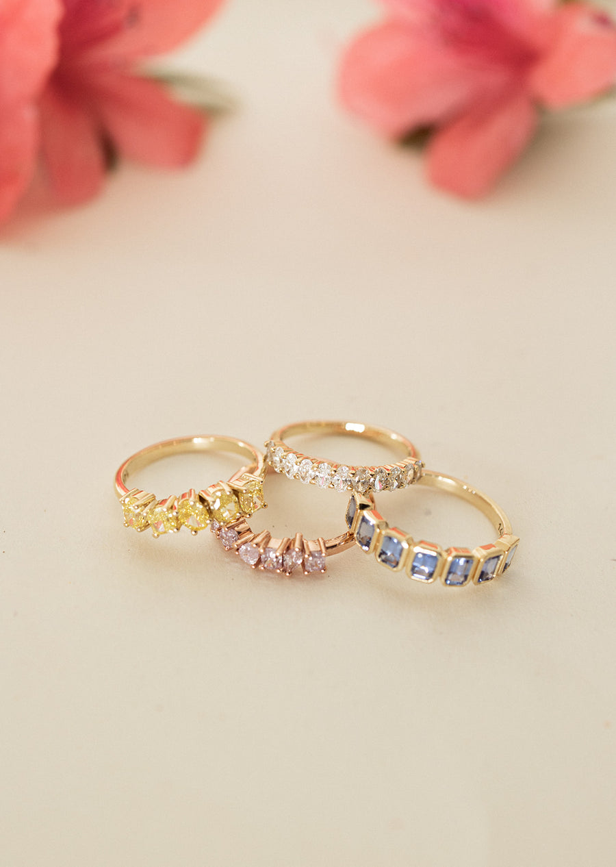 Churumbela zafiros azules EC en bisel 14k