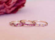 Churumbela Iris zafiros rosas 2.5mm 14k