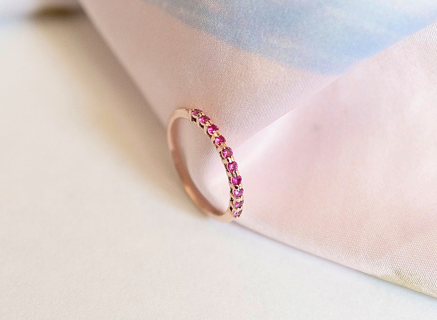 Churumbela Iris zafiros rosas 2.5mm 14k