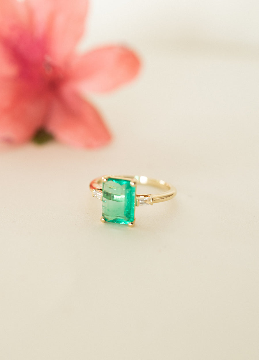 Anillo esmeralda EC 1.63ct con diam BG 14k