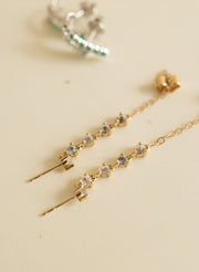 Aretes zafiros blancos cadena 14k