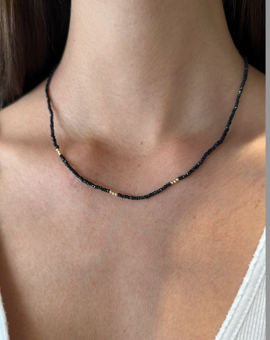 Collar zafiros y beads 14k