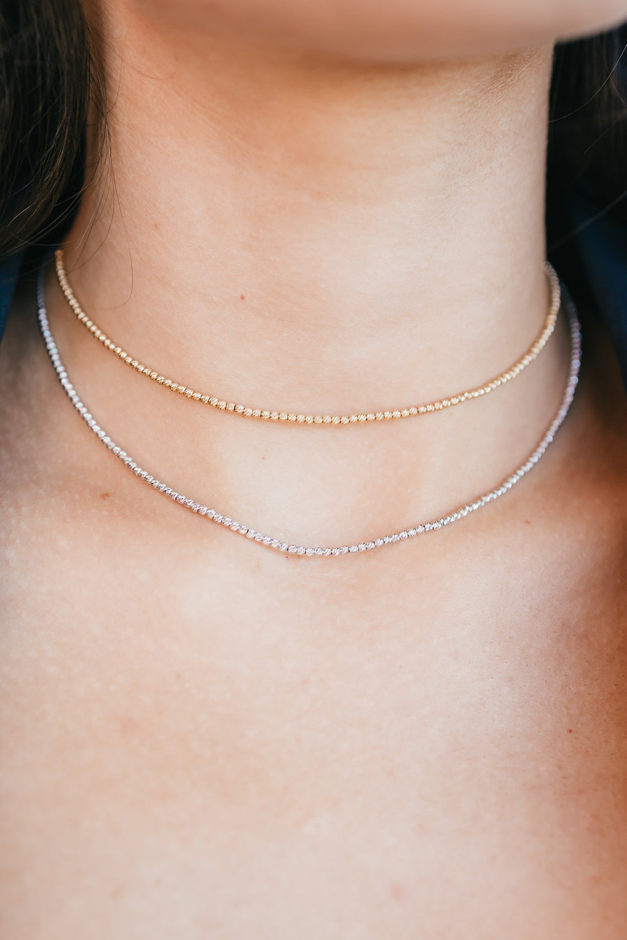 Choker Ikaria bolitas diamantadas 14k