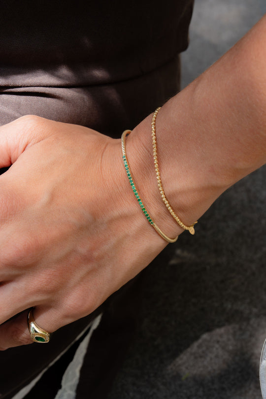 Pulsera Copenhaguen | Pulsera rígida esmeraldas 0.45ct oro amarillo 14k