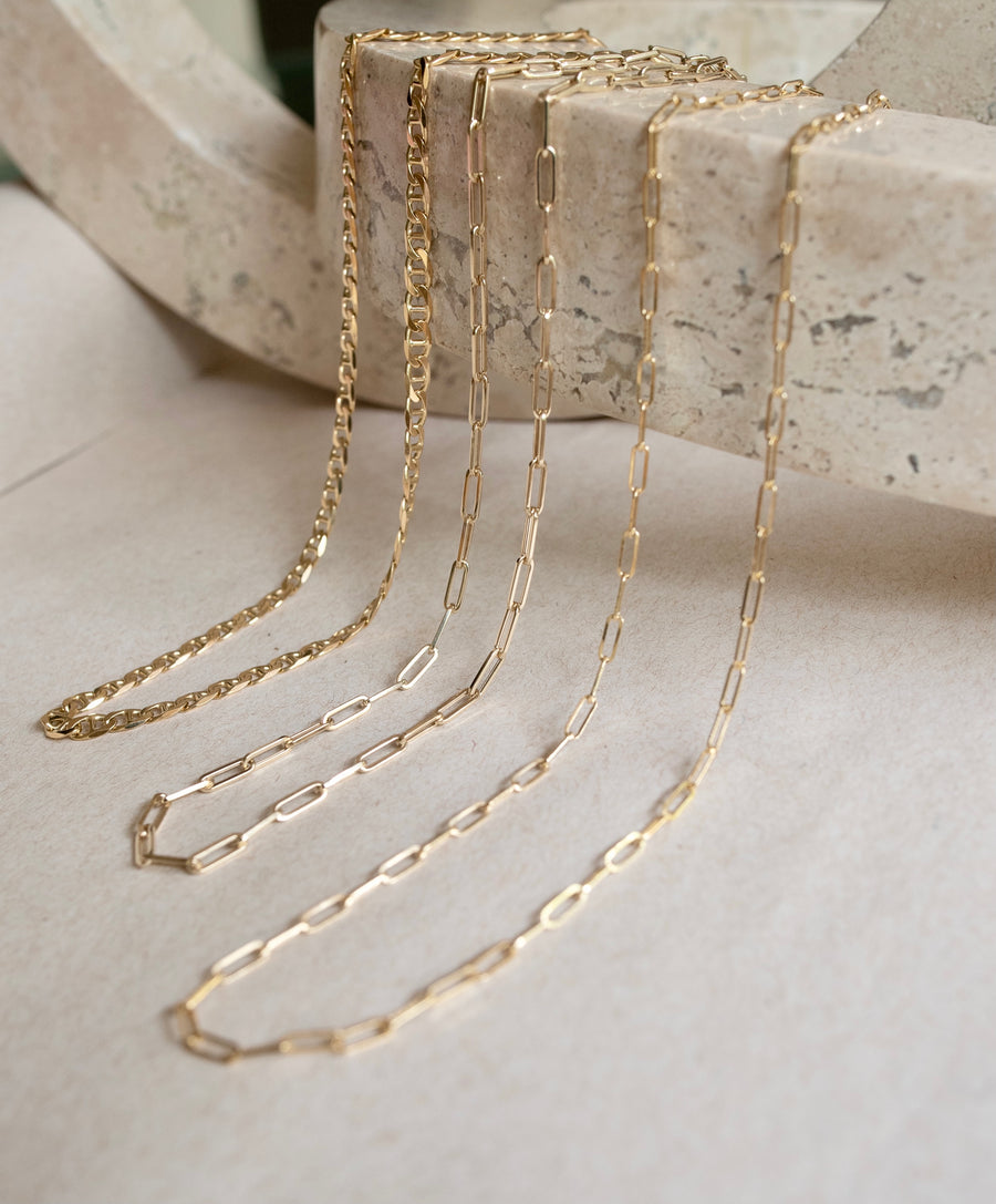 Cadena paperclip 45cm 14k