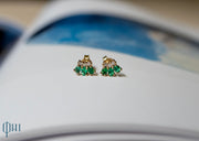 Aretes Esmeraldas y Diamantes 14k