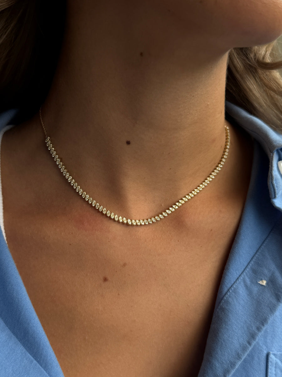 Collar Cannes | collar tennis diamantes rd marquise 1ct 14k
