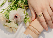 Anillo sello zafiro azul MQ 0.43ct 14K