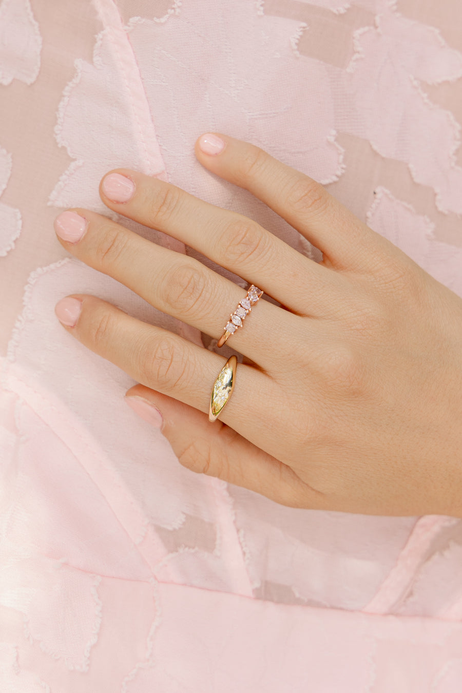 Anillo diamantes estrellas 14k