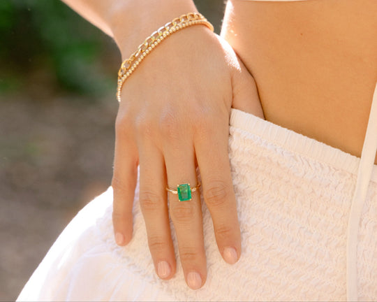 Anillo esmeralda EC 1.63ct con diam BG 14k