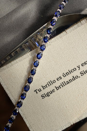Pulsera zafiros azules OV 10.62ct y diamantes 0.32ct 18k