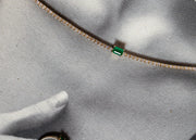 Tennis choker diamantes 2ct con esmeralda EC 0.5ct 14k