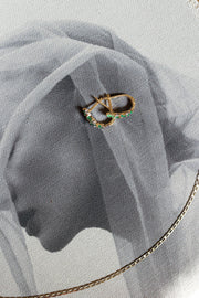Arracadas esmeraldas 0.7ct diamantes 0.15ct 18k