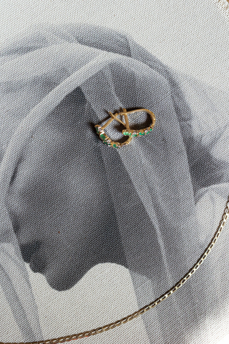Arracadas esmeraldas 0.7ct diamantes 0.15ct 18k