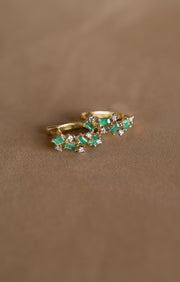 Arracadas esmeraldas 0.7ct diamantes 0.15ct 18k