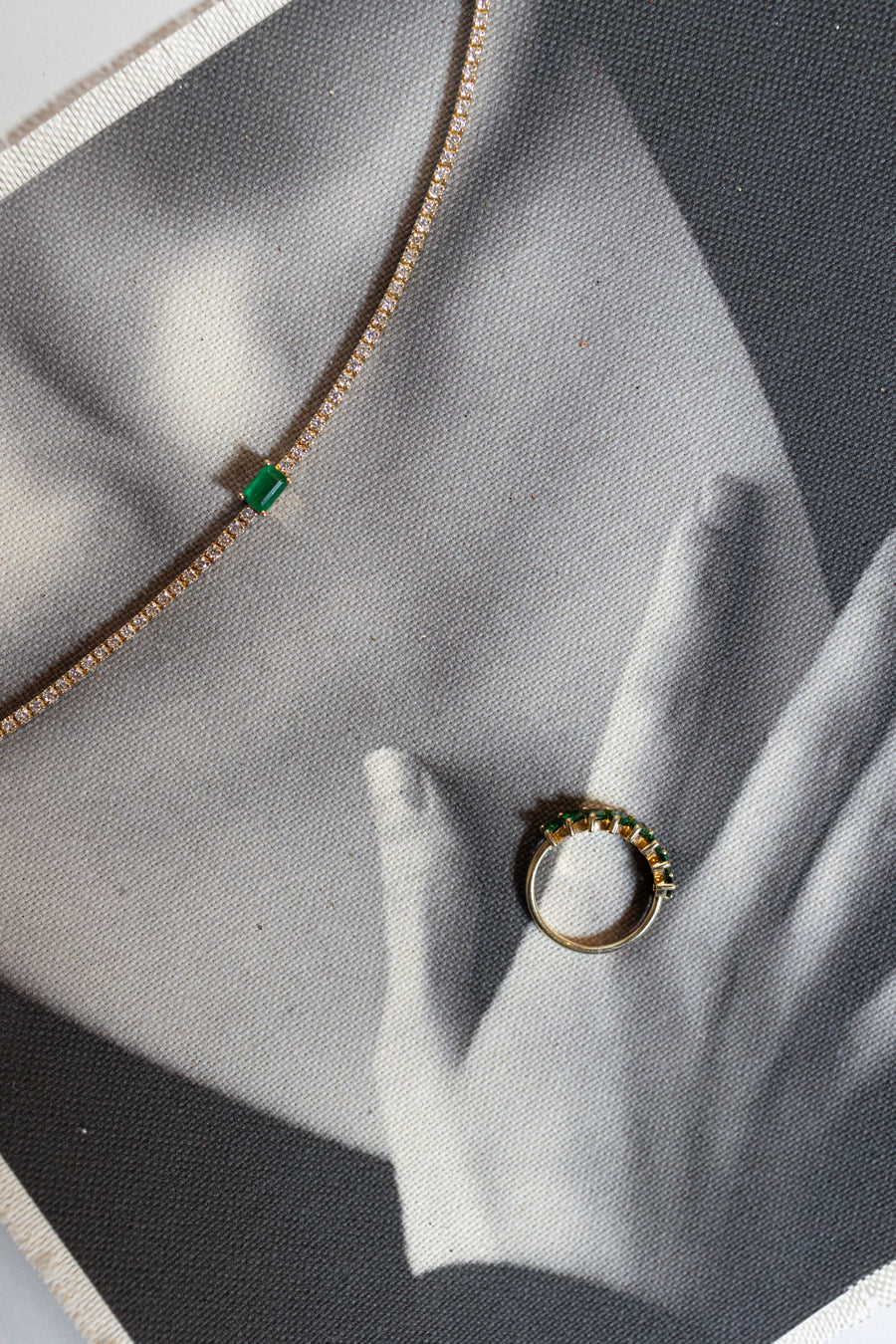 Tennis choker diamantes 2ct con esmeralda EC 0.5ct 14k