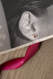 Aretes amatista 0.77ct con diamantes 18k