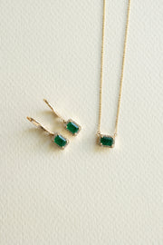 Arracadas esmerlada EC 1ct en total c/halo en diamantes 14k