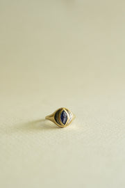 Pinky ring zafiro azul MQ 0.4ct 14k