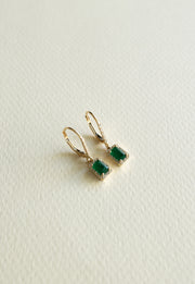 Arracadas esmerlada EC 1ct en total c/halo en diamantes 14k