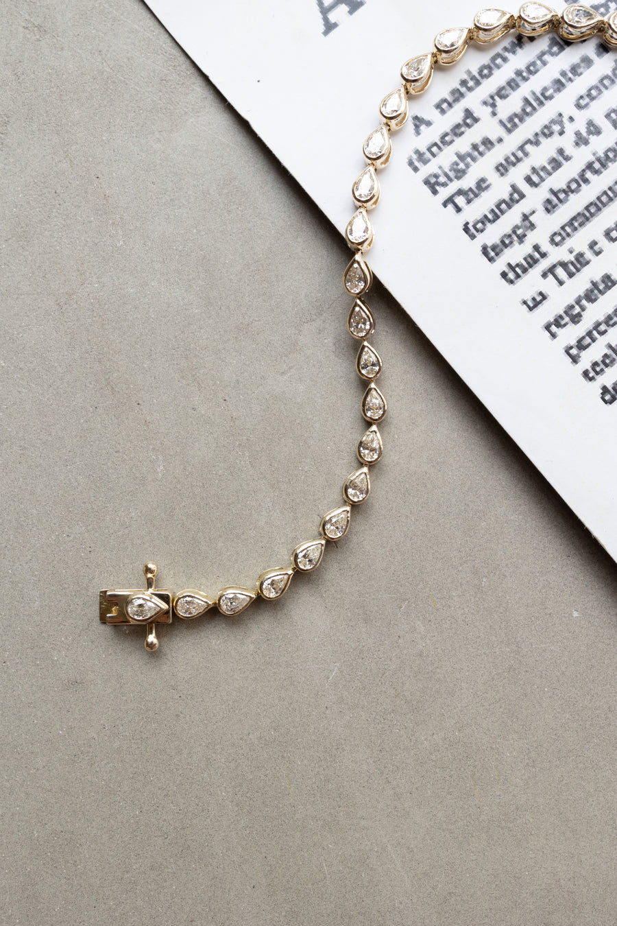 Pulsera Capri | Pulsera tennis diamantes Pear Shape 2.1ct Bisel 14k