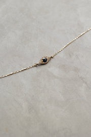 Pulsera Santorini | Pulsera ojo diamante y zafiro azul oro blanco 14k