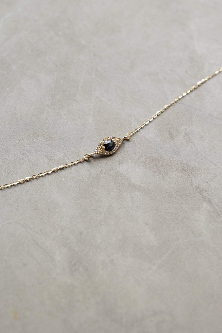 Pulsera Santorini | Pulsera ojo diamante y zafiro azul oro blanco 14k