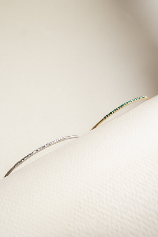 Pulsera Copenhaguen | Pulsera rígida esmeraldas 0.45ct oro amarillo 14k