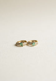 Arracadas Cairo | Aretes esmeraldas PS 0.4ct y diamantes 0.5ct oro amarillo 14k