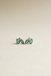 Aretes Florencia | Aretes esmeraldas PS 0.4ct y diamantes 0.05ct oro amarillo 14k