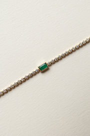 Pulsera Mallorca | Pulsera tennis diamantes 0.7ct y esmeralda bg 0.3ct bisel 14k