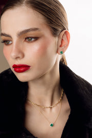 Dije esmeralda RD 1.5ct con halo de diamantes 0.2ct 14K