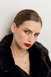 Dije esmeralda RD 1.5ct con halo de diamantes 0.2ct 14K