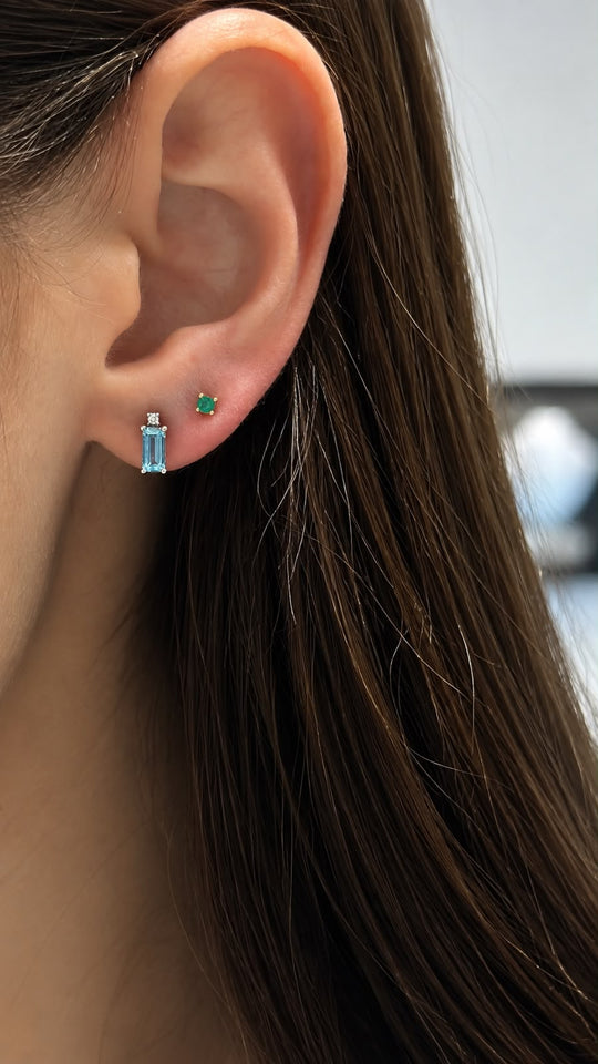 Aretes Aquamarina BG con diamantes 14k