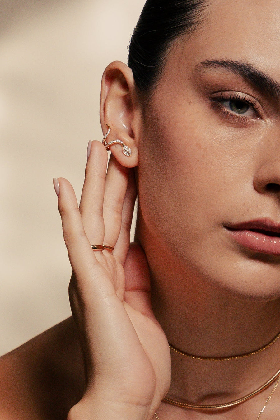 Aretes serpiente de diamantes crawlers 18k