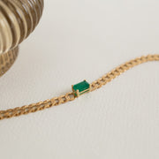 Pulsera cuban con esmeralda EC 0.5ct 18in 14k