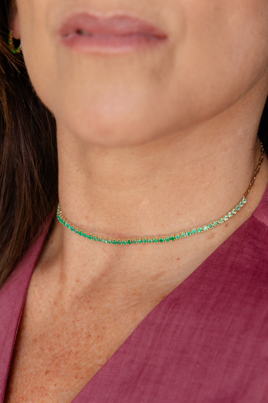 Tennis choker Esmeraldas 2.5ct 14k