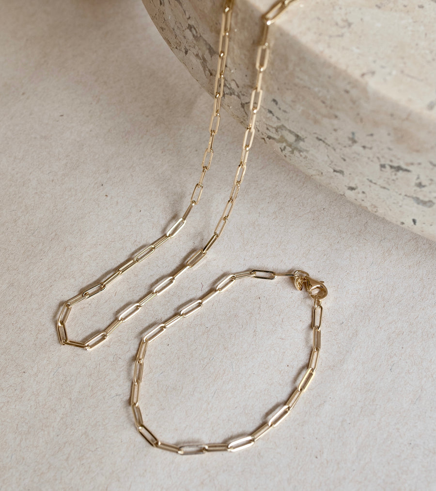 Cadena paperclip 45cm 14k