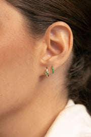 Arracadas Cairo | Aretes esmeraldas PS 0.4ct y diamantes 0.5ct oro amarillo 14k