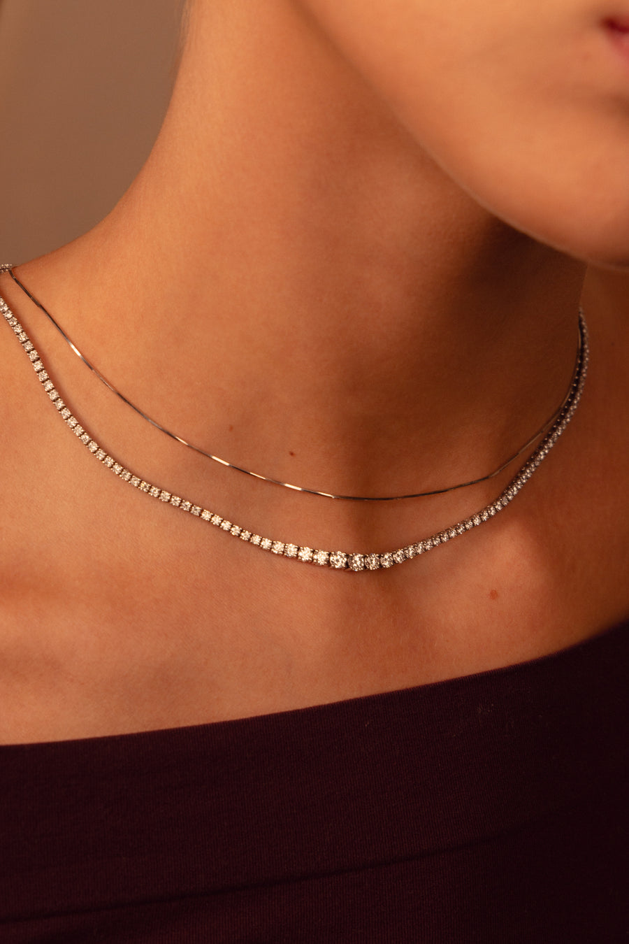 Tennis necklace diamantes Riviera 6ct 14k