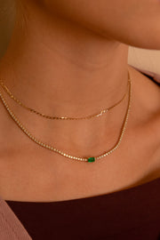 Tennis choker diamantes 2ct con esmeralda EC 0.5ct 14k