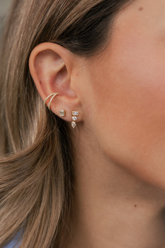 Aretes Lisboa | Aretes diamantes 3 diamantes mixed shape 0.7ct 14k