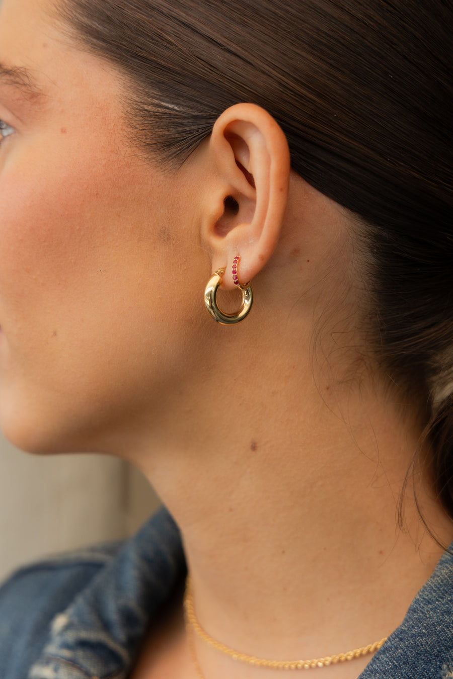 Arracadas Lucerna | Arracadas tubo chunky oro amarillo 14k
