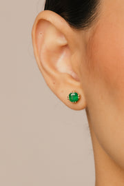 Aretes esmeralda CU 1.6ct total con doble uña 14k