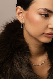 Aretes paperclip quita-pon diamantes 0.14ct 14k en blanco