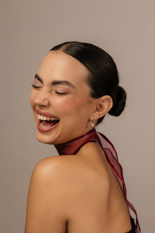 Arracadas diamantes RD con diamante colgante 0.8 ct total 14k