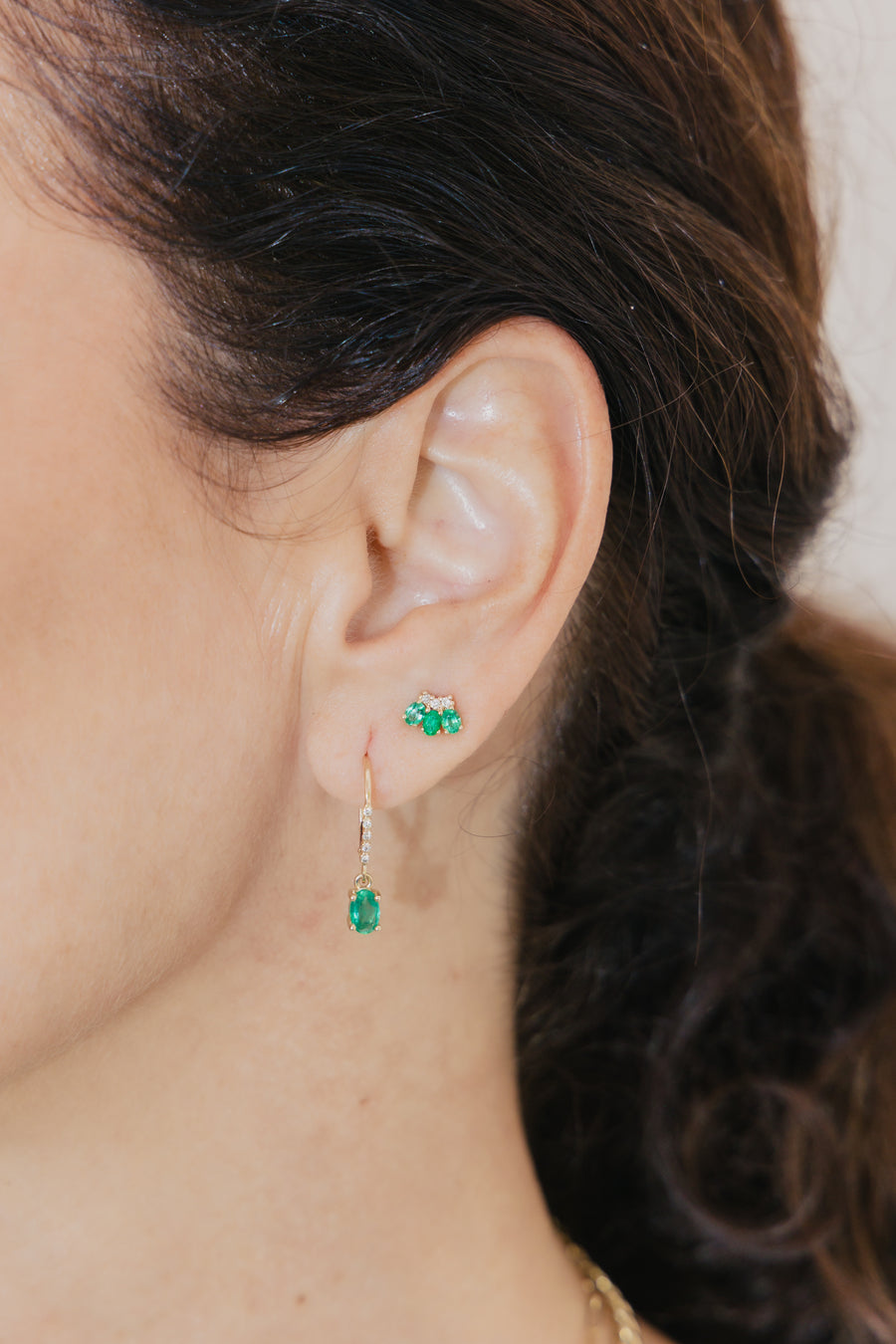 Aretes Esmeraldas y Diamantes 14k