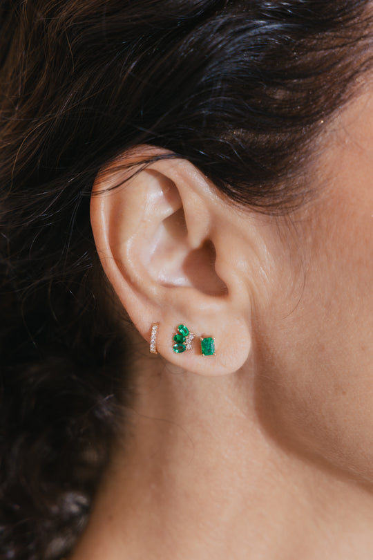 Aretes Esmeraldas y Diamantes 14k
