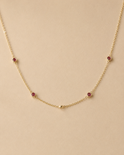 Marbella | Collar cadena con rubíes en bisel 0.2ct 14k