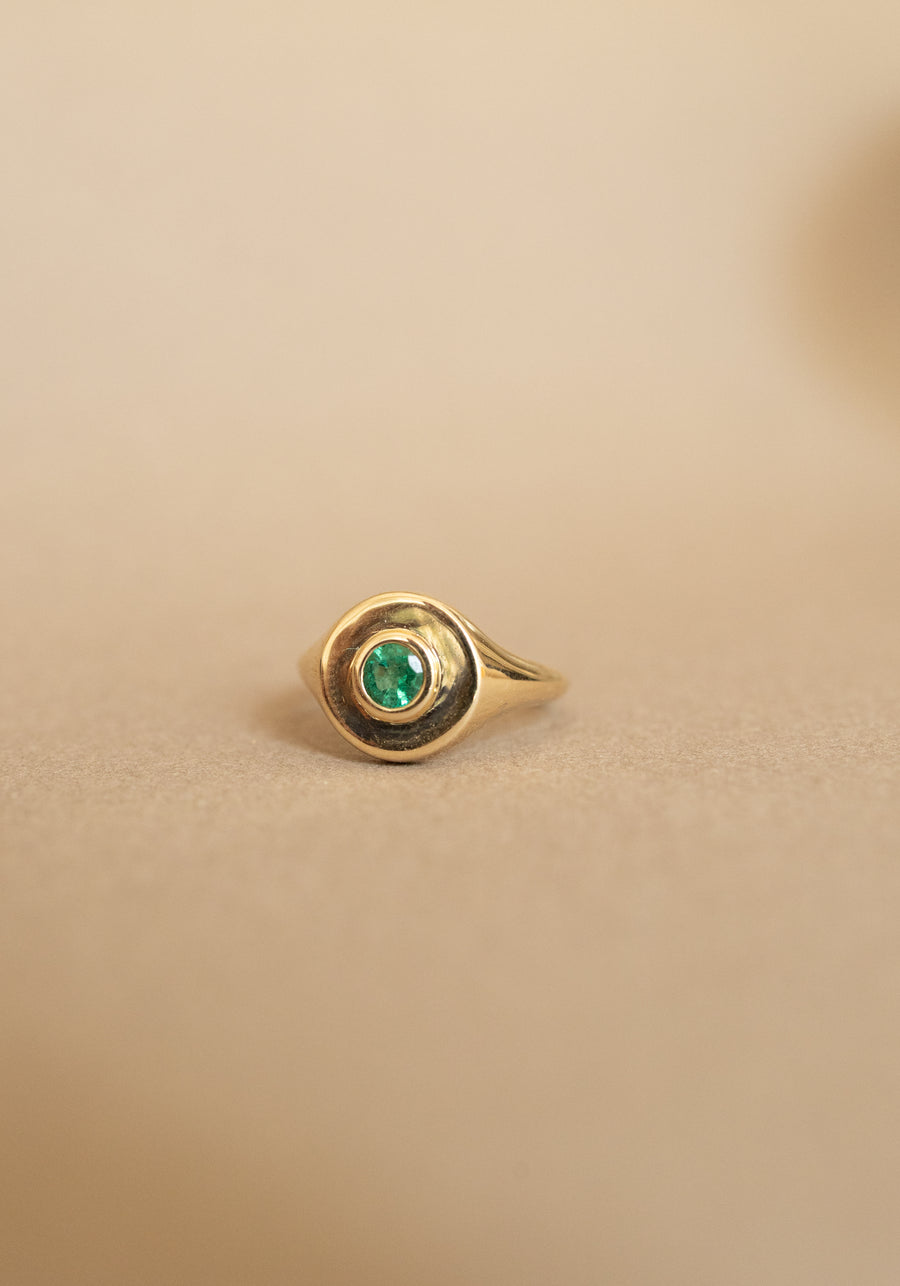 Pinky ring esmeralda RD 0.3ct 14k